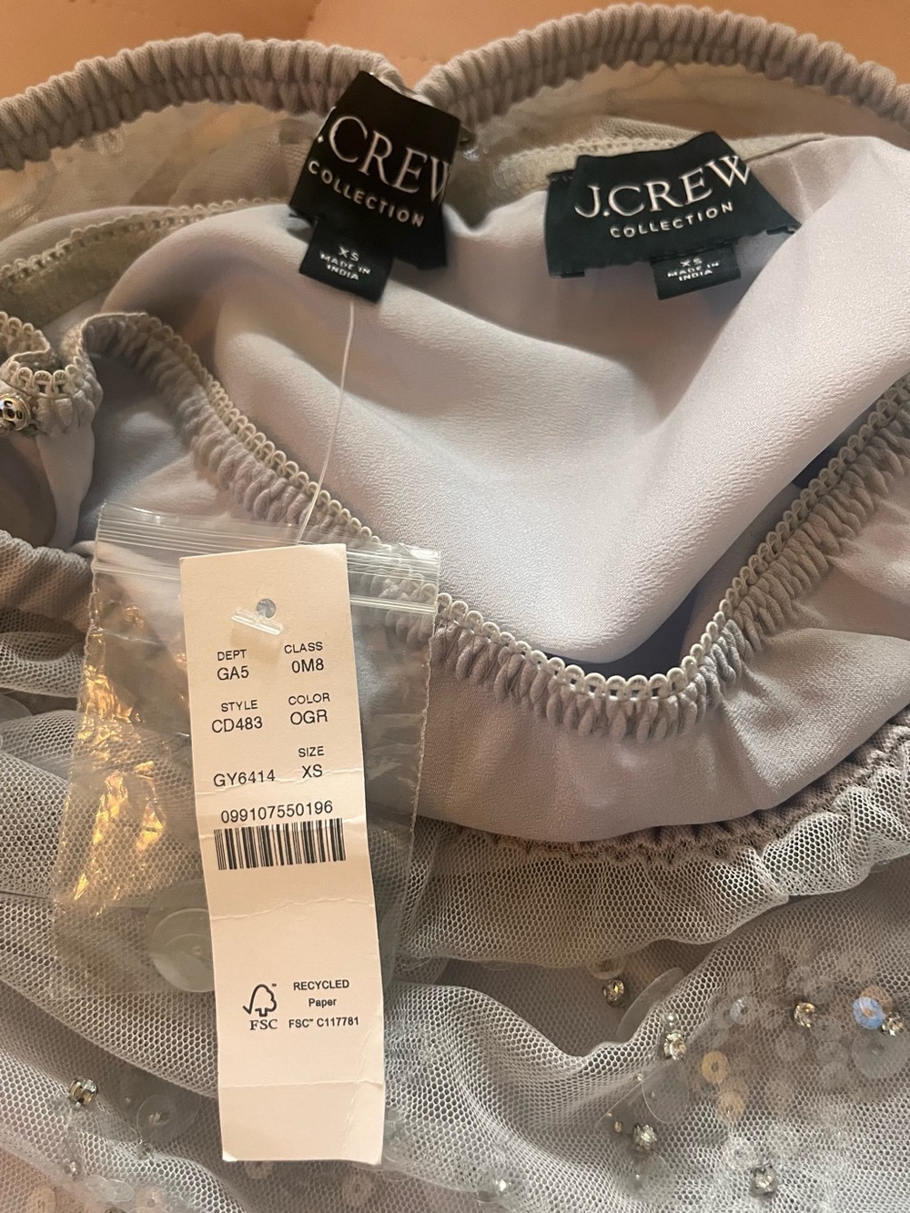 NWT! J. Crew Collection Flower-Sequin Midi Skirt, Silver XS - Picture 4 of 4